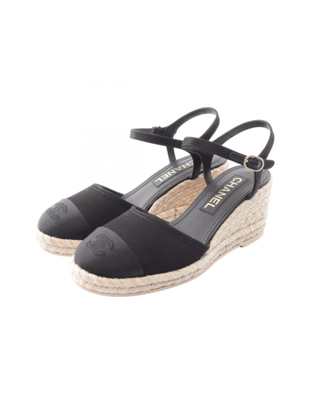 Chanel Sandals CC Logo Wedge Sole BK